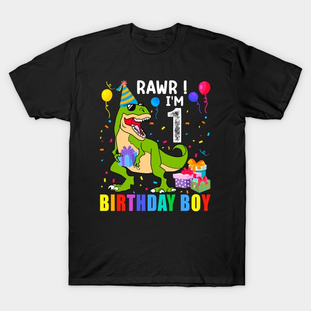 Birthday Boy T Rex Dinosaur T-Shirt by Islla Workshop